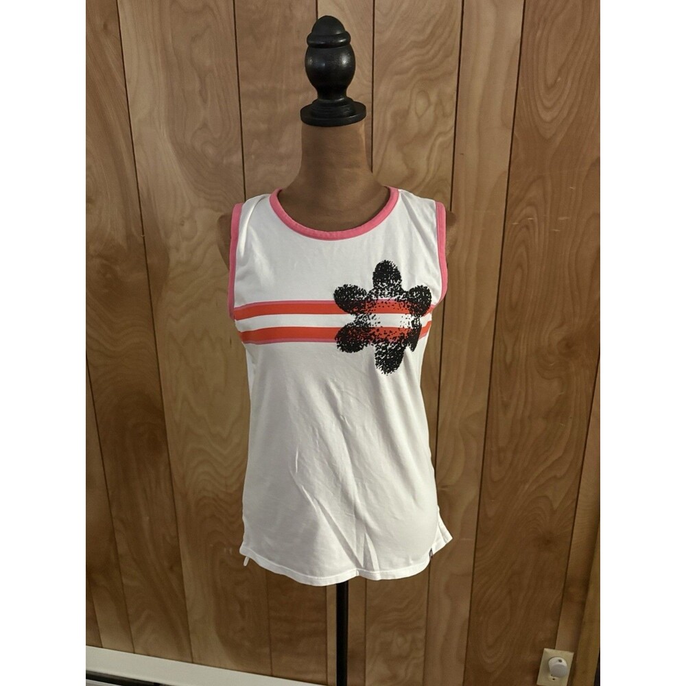 Tommy Hilfiger Floral And Striped Print White Tank Top Size XS Womens